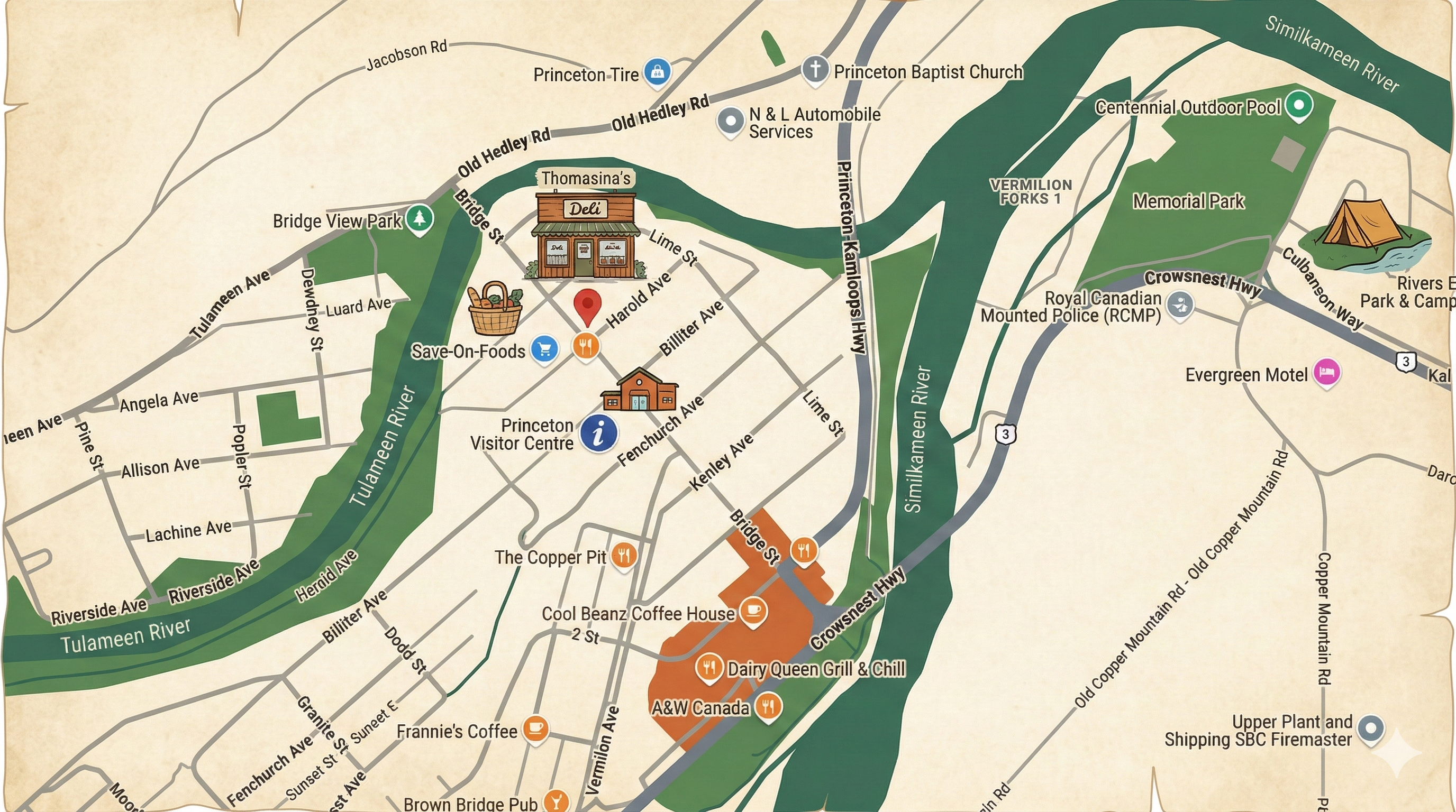 Map showing Thomasina's location in Princeton